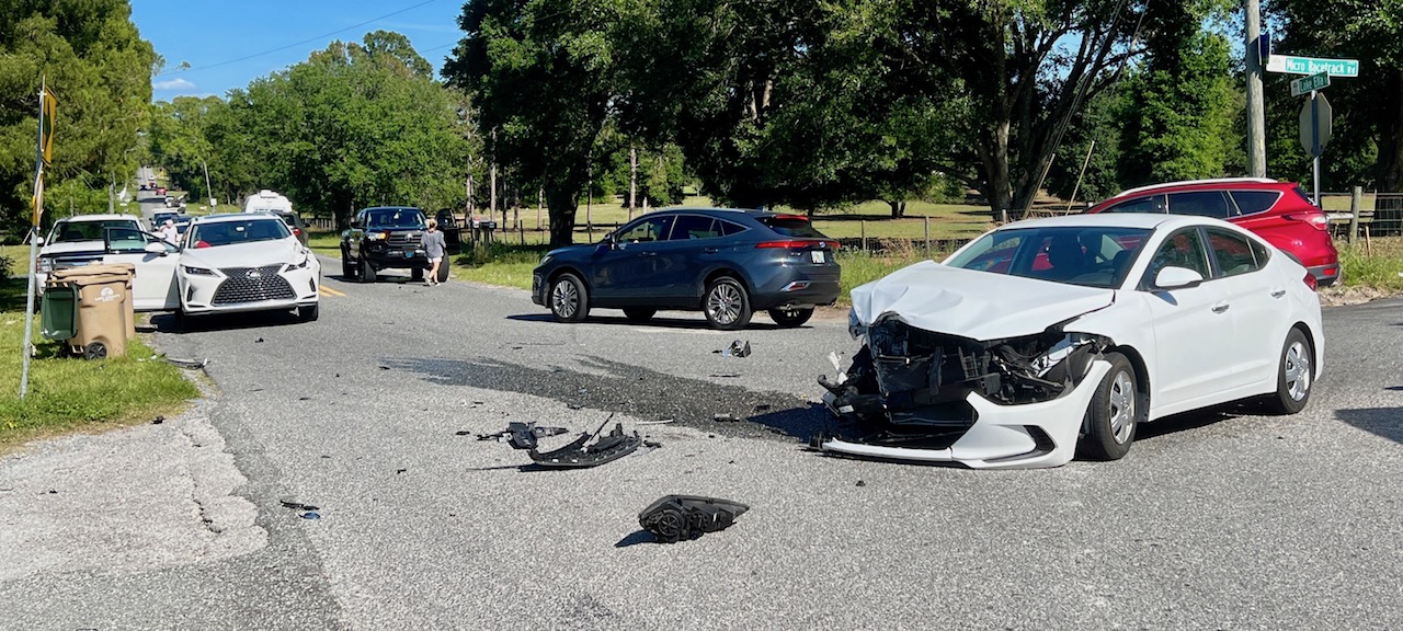 An accident at the intersection of Lake Ella Road and Micro Racetrack Road snarled traffic.