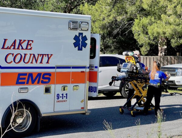 An elderly man was transported from the scene of the accident by Lake EMS.