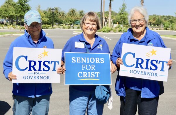 Villagers Karen Knight Pat Lee and Miriam Henoch from left were at the Charlie Crist rally. Villagers Karen Knight Pat Lee and Miriam Henoch from left were at the Charlie Crist rally.