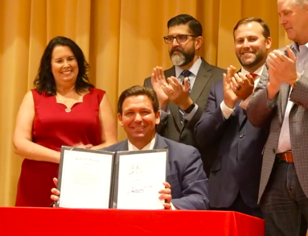 Gov. Ron DeSantis smiles after signing the 22Freedom First Budget22 on Thursday in The Villages Gov. Ron DeSantis smiles after signing the 22Freedom First Budget22 on Thursday in The Villages