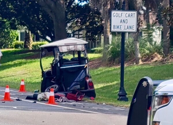 The driver of this golf cart was seriously injured in a crash Thursday afternoon on Morse Boulevard