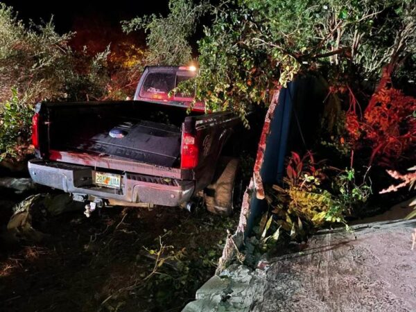 This pickup crashed into a wall behind the home of a couple in The Villages