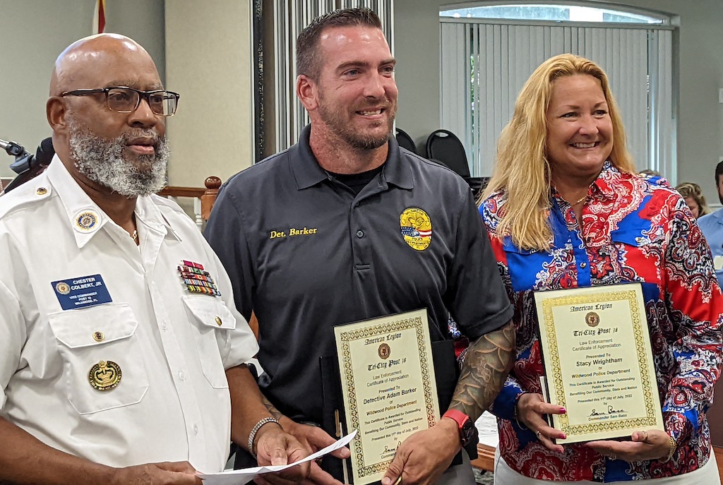 Vice Commander Sam Bass Detective Adam Barker and administrator Stacey Wrightam from left.