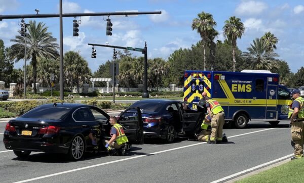 Emergency personnel were at the scene of the two vehicle crash shortly after 11 a.m. Sunday near Colony Cottage Recreation Center