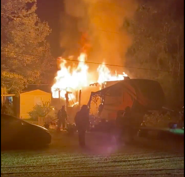 This fifth wheel travel trailer was burning when Marion County Fire Rescue arrived on the scene in Summerfield.