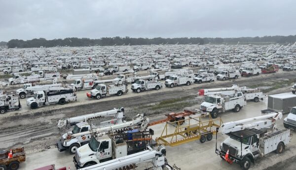More than 2000 trucks with more than 6000 workers rolled into the 80 acre staging site in The Villages.