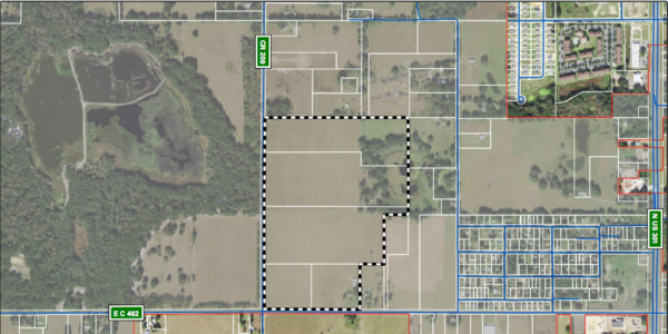 The dotted lines show the proposd location of the Highfield at Twisted Oaks development near the Girl Scout Camp
