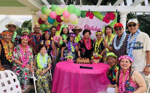 Tita Dumagsa the surprised honoree celebrated her birthday with a Hawaiian celebration