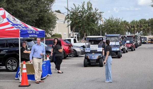 Supervisor of Elections William Keen and his staff were on hand to collect the ballots as the carts rolled past the collection station.