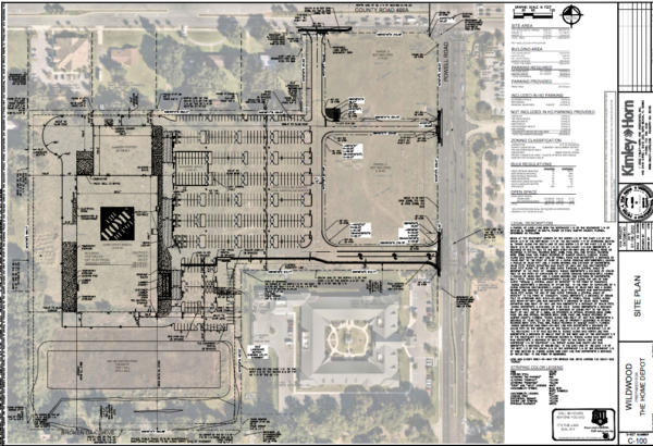 The site plan for the new Home Depot