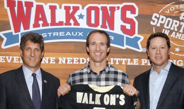 Former New Orleans Saints quarterback Drew Brees is a co owner of the Walk Ons Sports Bistreaux chain