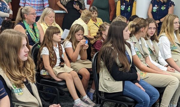 Girl Scouts attended Monday nights meeting of the Wildwood Commission