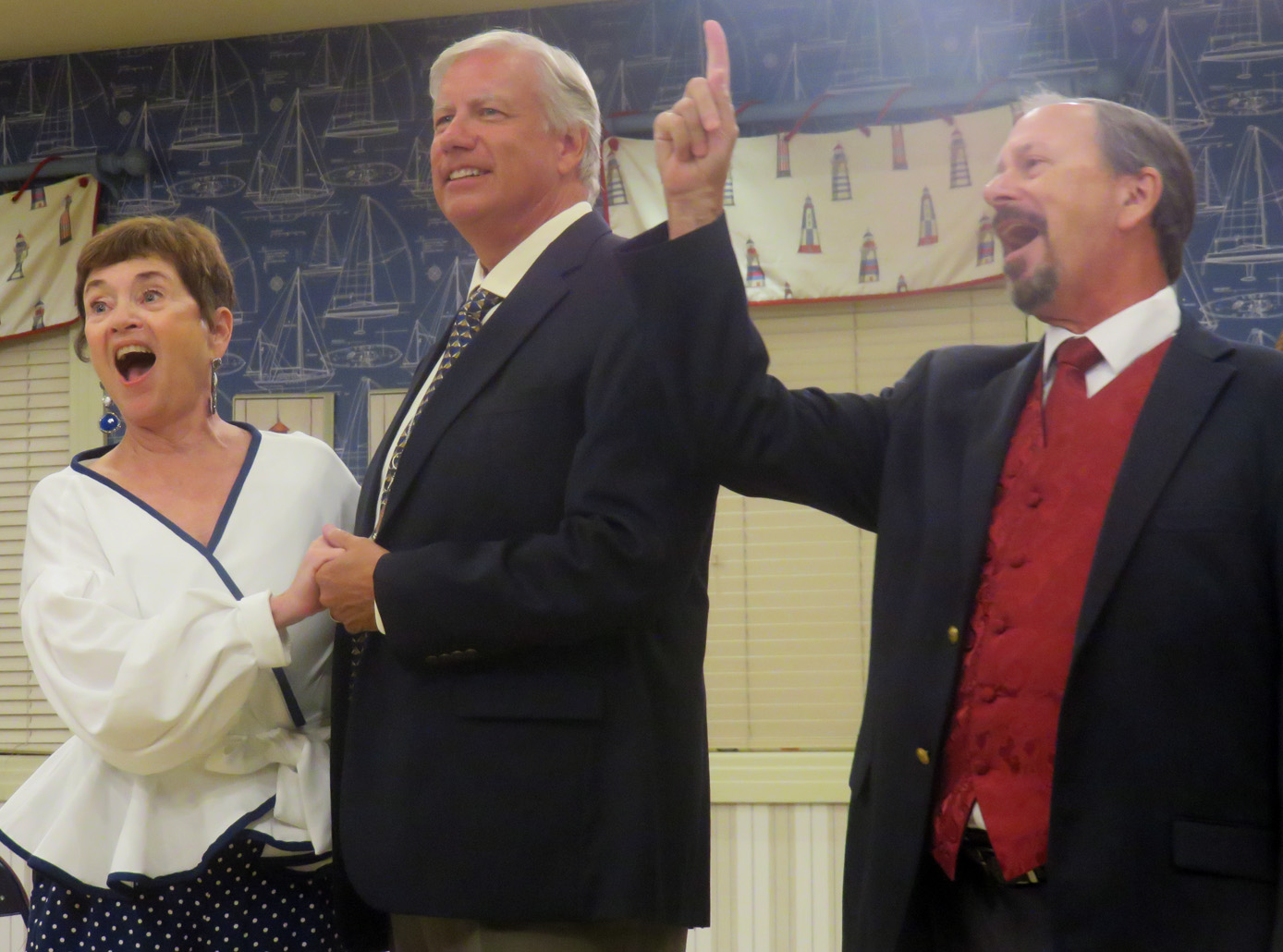 Kathy Chesley Williams with center Lee Mueller and Tim Casey from The Sound of Music