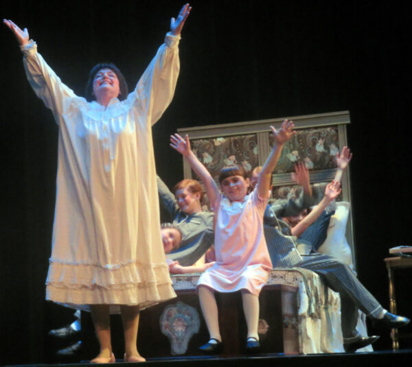 Pinky Bigley as Maria takes care of the von Trapp children in The Sound of Music Pinky Bigley as Maria takes care of the von Trapp children in The Sound of Music