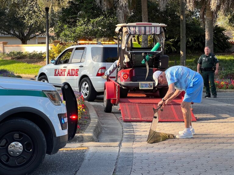 Golf cart driver ticketed after crashing into van in roundabout