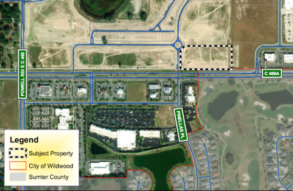 The dotted lines show the location of the proposed Ashley Furniture store across from Pinellas Plaza in The Villages