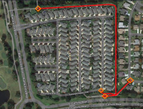 The red lines show the areas of the multi modal path that will be impacted by the closure.