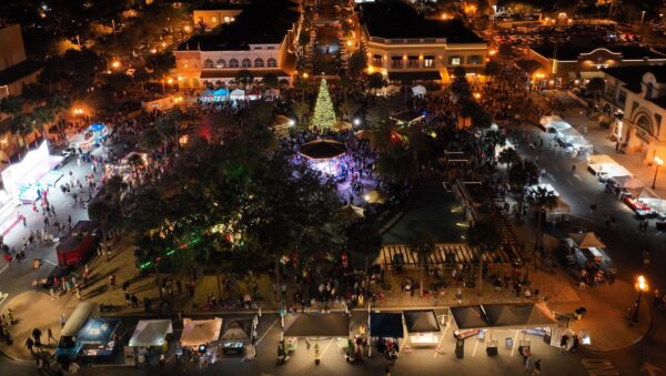 An overview of Spanish Springs Town Square after the lighting of the Christmas tree on Friday night.