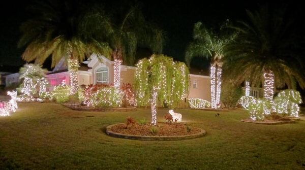 Lights are on display at this home in the Village of Hemingway