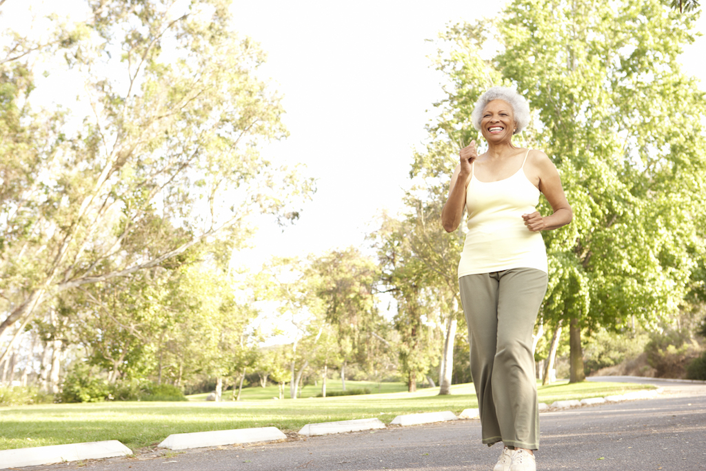 Older woman jogging