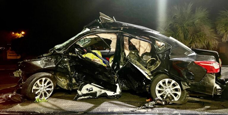 One of the vehicles involved in the fatal crash Monday night at County Road 466 and Buena Vista Boulevard