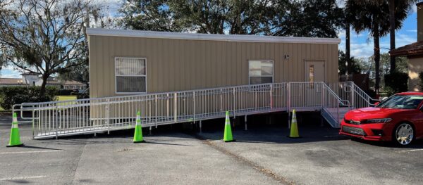 This portable building has been set up at Station 41