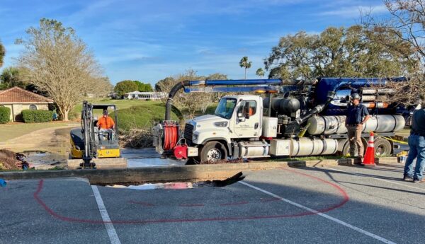 A crew was working Tuesday afternoon to repair the water main break near Orange Blossom Hills Country Club A crew was working Tuesday afternoon to repair the water main break near Orange Blossom Hills Country Club