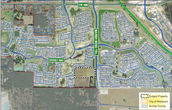 The dotted lines indicate the location of the Pointe Grande project