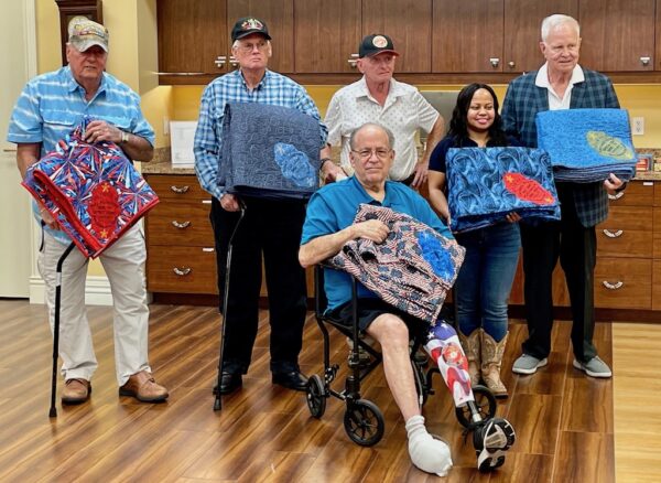 The veterans were thrilled to receive the quilts