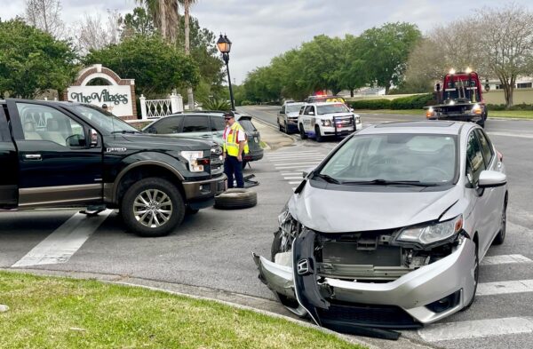 Emergency personnel were on the scene of the crash Saturday afternoon in The Villages