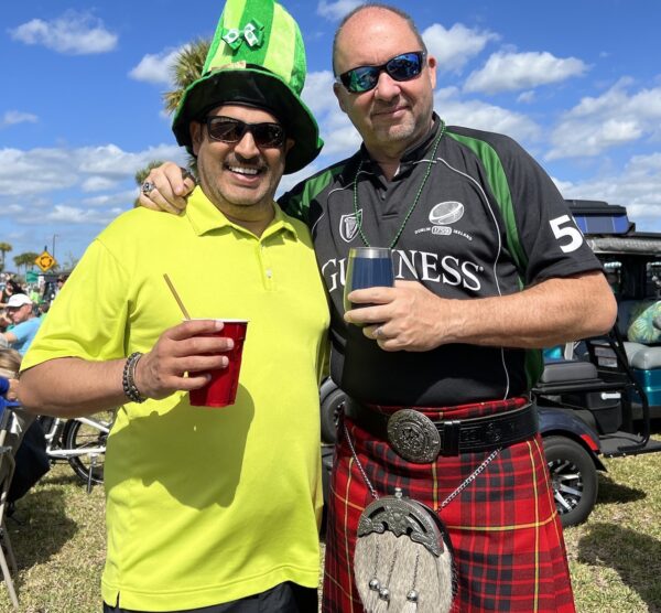 Frank Colonese of the Village of Chitty Chatty wore a kilt to the Clydesdales event. He attended with a friend from Mount Dora