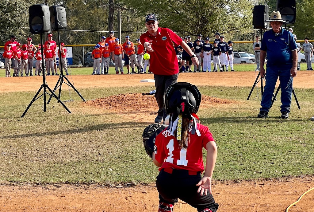 Lady Lake Mayor Jim Rietz threw out the first pitch on opening day of Little League