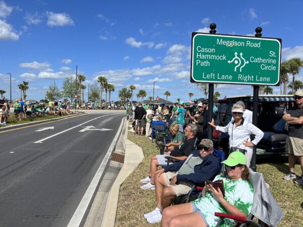 Thousands of Villagers and their guests lined up to see the famous Clydesdales