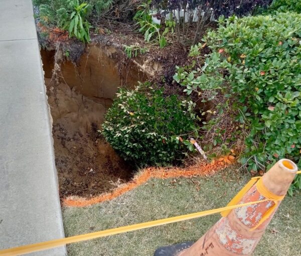 A view down into the sinkhole at the home in the Bokeelia Villas A view down into the sinkhole at the home in the Bokeelia Villas