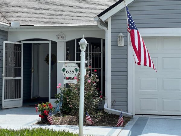 An American flag was on display at the home at 635 San Pedro Drive