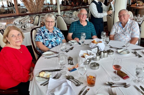 Brenda Peters, Barbara Snell, Marv Balousek and Don Peters, from left, on the cruise ship. (Julie Lindsay photos)