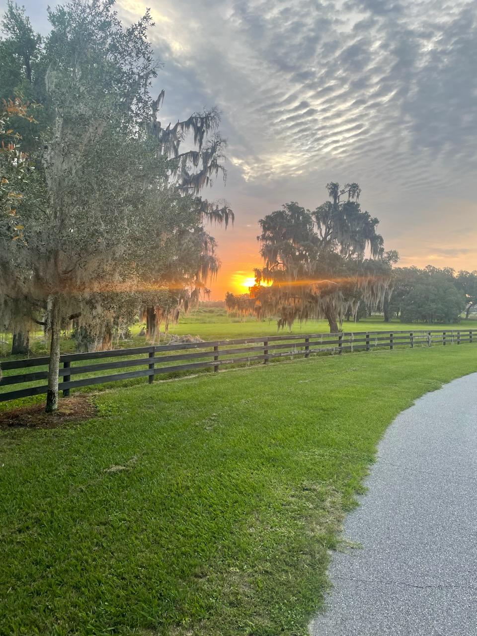 Beautiful sunrise over Hogeye Pathway in The Villages