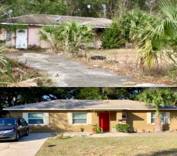 The before and after photos of a home at 615 Fourth St. showed the difference made through the code enforcement process.