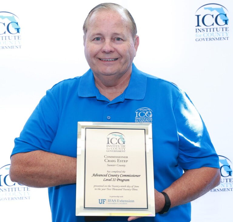 Chairman Craig Estep received the Advanced County Commissioner Level II (ACC II) designation from the Institute for County Government