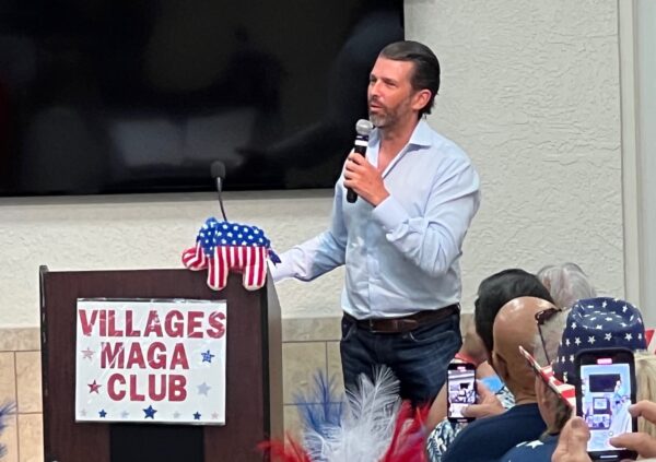 Donald Trump Jr. found a receptive audience Tuesday evening before The Viillages MAGA Club