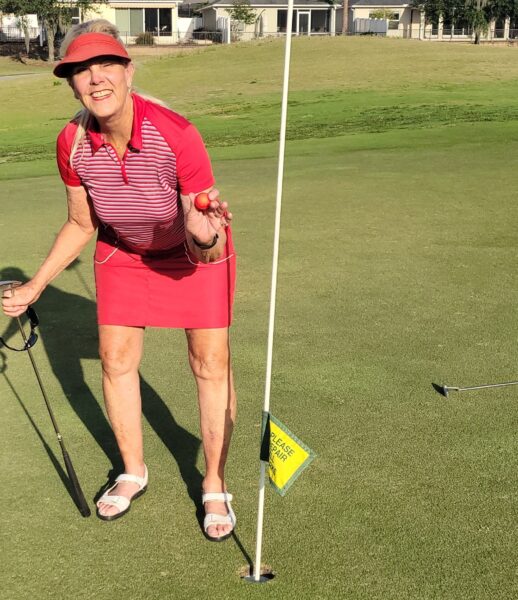 Sandra Carter was thrilled after scoring a lucky ace