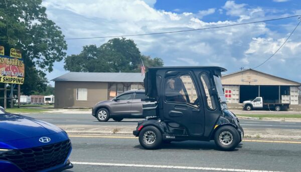 This black Yamaha golf cart was spotted Friday afternoon on U.S. 301 This black Yamaha golf cart was spotted Friday afternoon on U.S. 301
