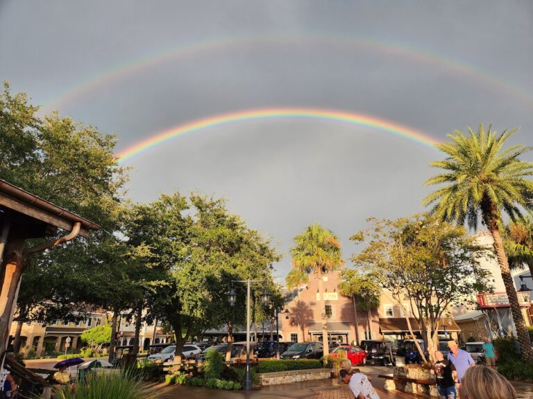 Beautiful double rainbow over Brownwood Paddock Square