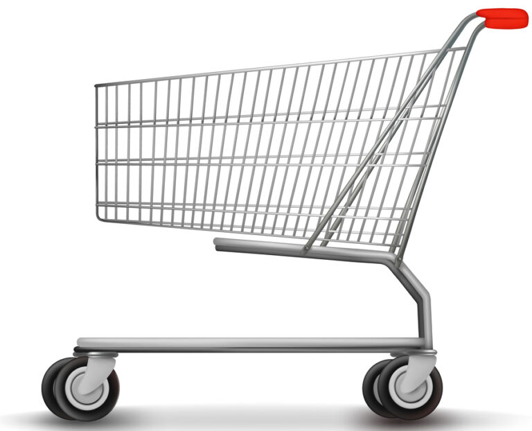 Shopping cart isolated on white background. Vector illustration.