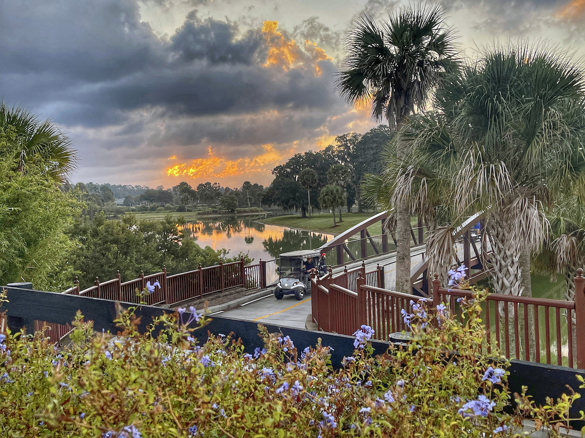Cloudy sunrise over Brownwood Bridge in The Villages