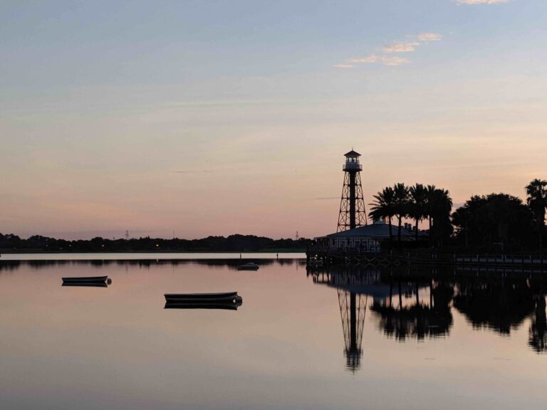 Lake Sumter Landing at dawn on July 1, 2018