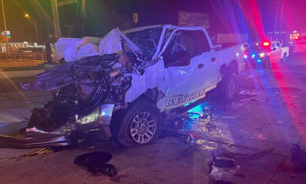 This stolen pickup crashed into a tractor trailer truck in Wildwod This stolen pickup crashed into a tractor trailer truck in Wildwod
