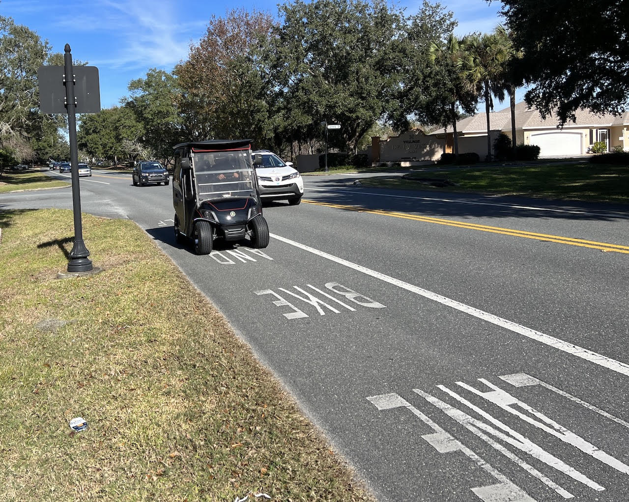 Golf cart lane on Morse Boulevard