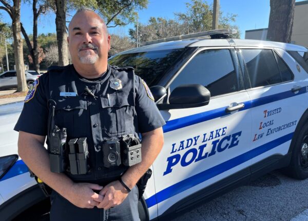 Officer Mark Austin with the new body camera Officer Mark Austin with the new body camera
