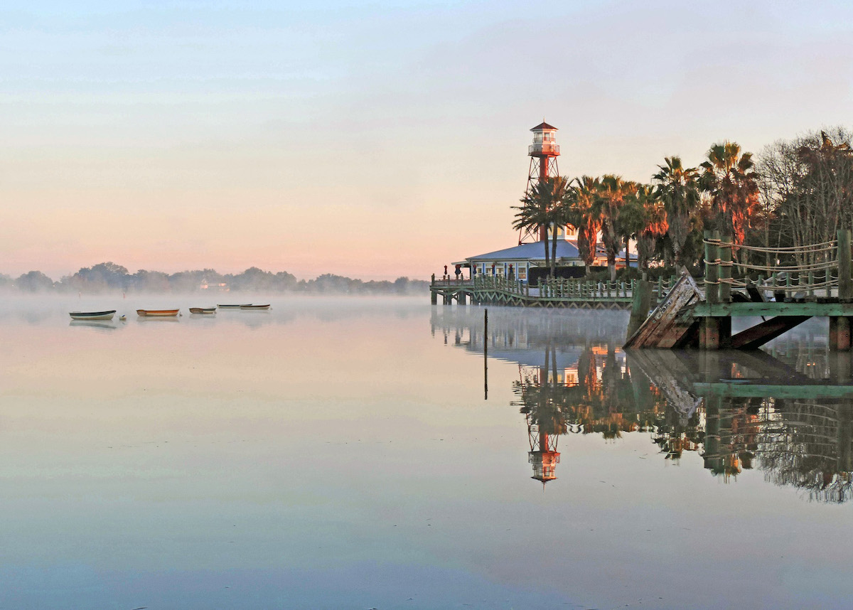 Steam fog coming off Lake Sumter at sunrise